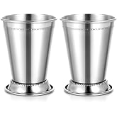 JOUTYFOR Set of 2 Mint Julep Cups, Classic Stainless Steel Glasses for Party Bar Home Restaurant, 12 oz Metal Cocktail Glasses for Beer Juice Beverage, Silver