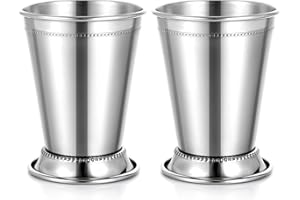 JOUTYFOR Set of 2 Mint Julep Cups, Classic Stainless Steel Glasses for Party Bar Home Restaurant, 12 oz Metal Cocktail Glasse