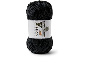 SEKAFRIS Plush Chenille Chunky Yarn - Fluffy Velvet Yarn Crochet for Blanket Knitting and Crocheting - Soft Baby Yarn for Crocheting - Amigurumi Crochet Yarn 100g (87yds) (Black)