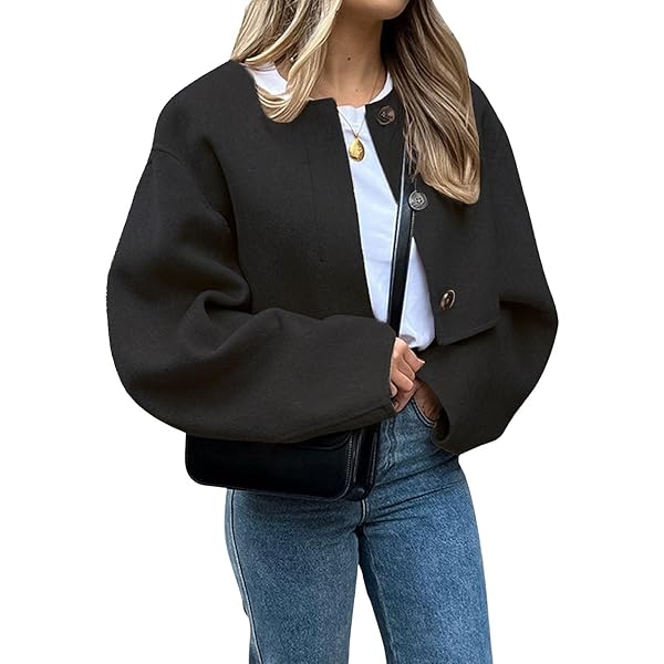 Amazon.com: Women Cropped Wool Blend Pea Coat Short Winter Jacket
