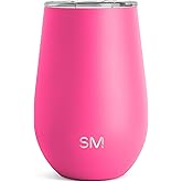Simple Modern Wine Tumbler with Lid | Cute Stemless Glass Cup with Press-In Lid | Insulated Stainless Steel Coffee Mug | Gifts for Women Men Him Her | Spirit Collection | 12oz | Raspberry Vibes