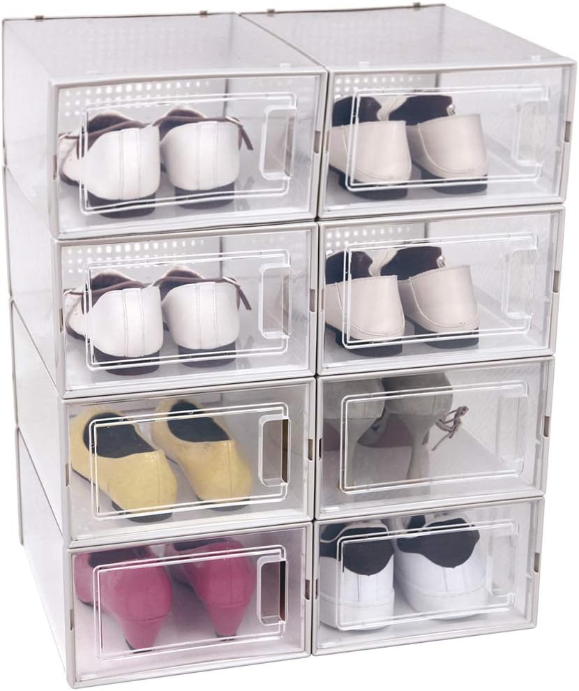 OnDisplayClik Stackable Interlocking Shoe Box System (Standard Clear/White, Set of 8)