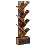 Rolanstar Bookshelf with Drawer, 7 Shelf Tree