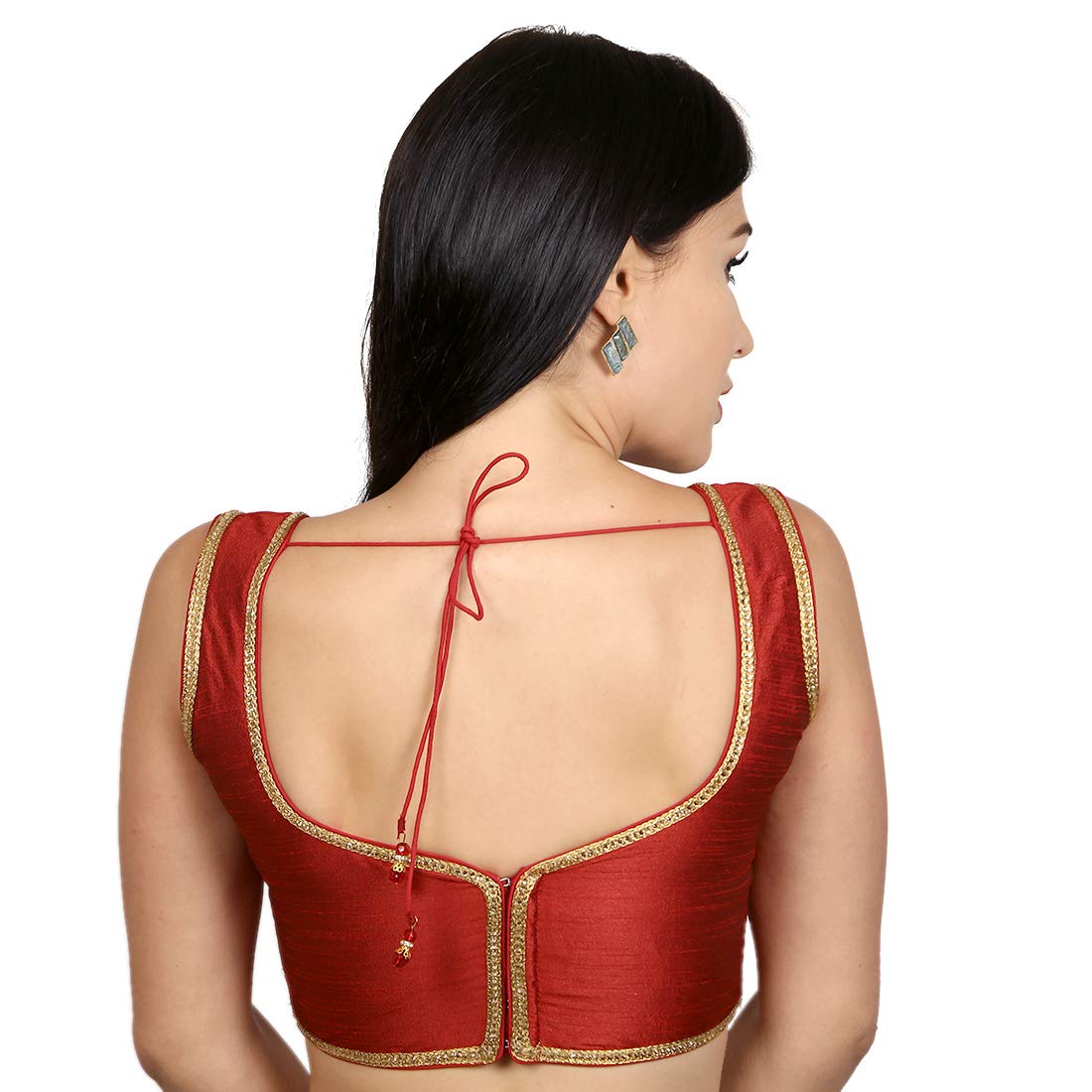 rinkoo women's dupion silk princess cut readymade saree blouse