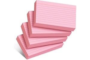 MSKKSM Pink Index Cards 3x5 Inch- 200 Pack, Ruled Index Flash Cards for Studying, Lined Note Cards 3x5 Index Cards, Pink Flashcards 3 x 5 Notecards Lined Study Cards College Ruled for Office, Home and School