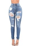 ZERMOM Women's Ripped Skinny Jeans Stretch Mid Rise