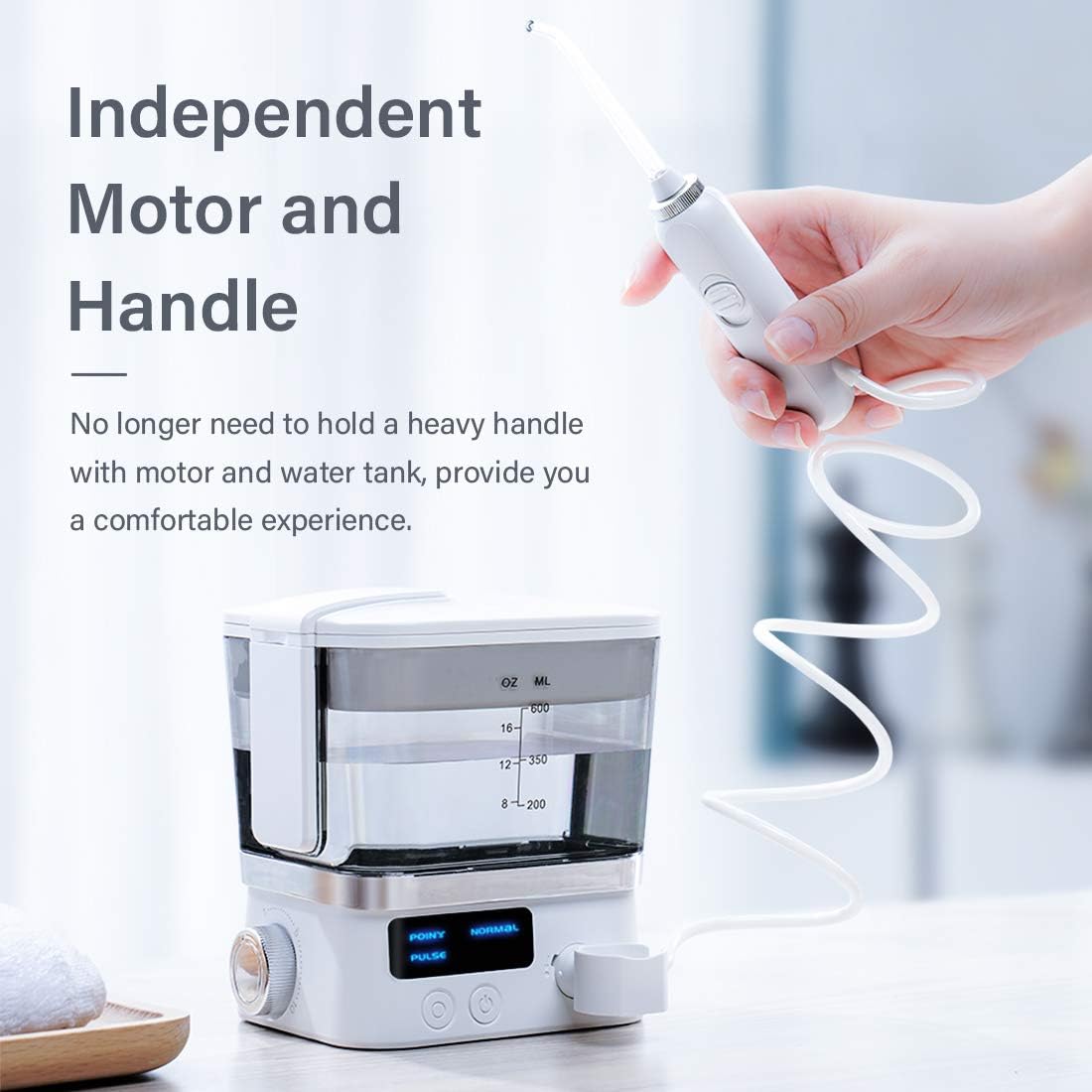 KUSKER Water Flosser Teeth Cleaner, Portable Dental Oral Irrigator for Travel & Family with 10 Adjustable Pressure & 3 Modes, 8 Multifunctional Tips, Storage Case, 600ML Professional Teeth Braces Care: Health & Personal Care