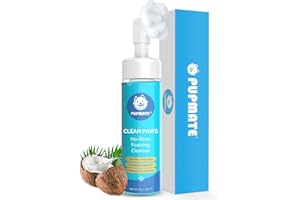 PUPMATE Paw Cleaner for Dogs & Cats,No-Rinse Foaming Dog Paw Cleaner Washer Cleanser,Hypoallergenic & pH-Balanced, 7 fl oz, with Scrubber Brush,Safe for Small, Medium & Large Pet, Puppy Clean Paws