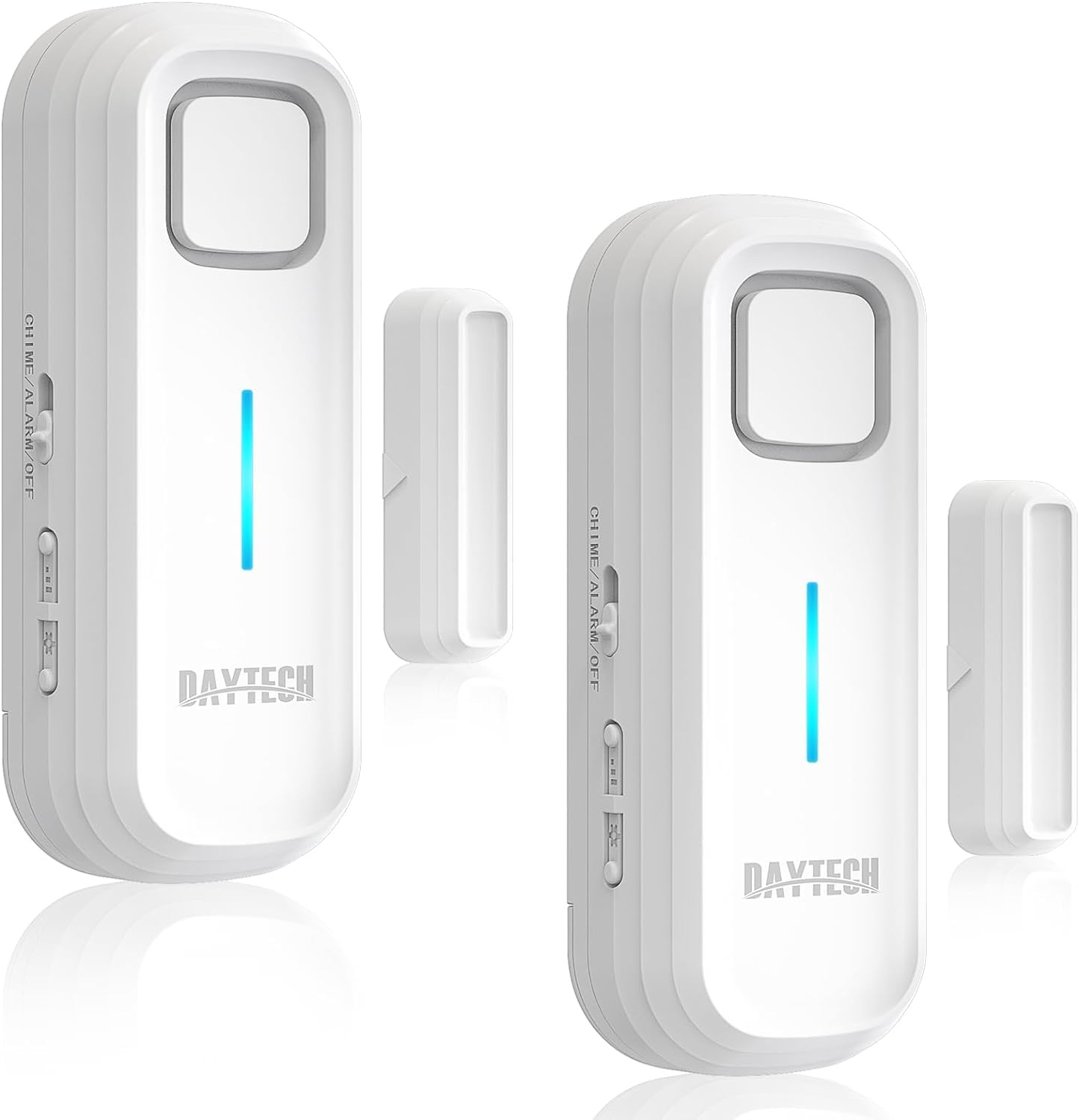 DAYTECH Freezer Door Alarm with Delay 1/2/3/4 Mins When Opend Window Alarm Close Doors Reminder Fridge Door Alarm Sensor or Chime 0 to 120 dB for Door Ajar Warning White 2 Packs