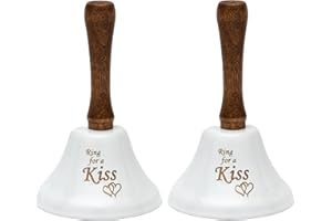 Bevin Bells Ring for a Kiss Wedding Bell | Loud Cowbell, Tea Bell or Ornamental Bells | Party Bell | Wedding Reception & Rehearsal Dinner Bells | Countertop Service Call Bell | Made in CT, USA