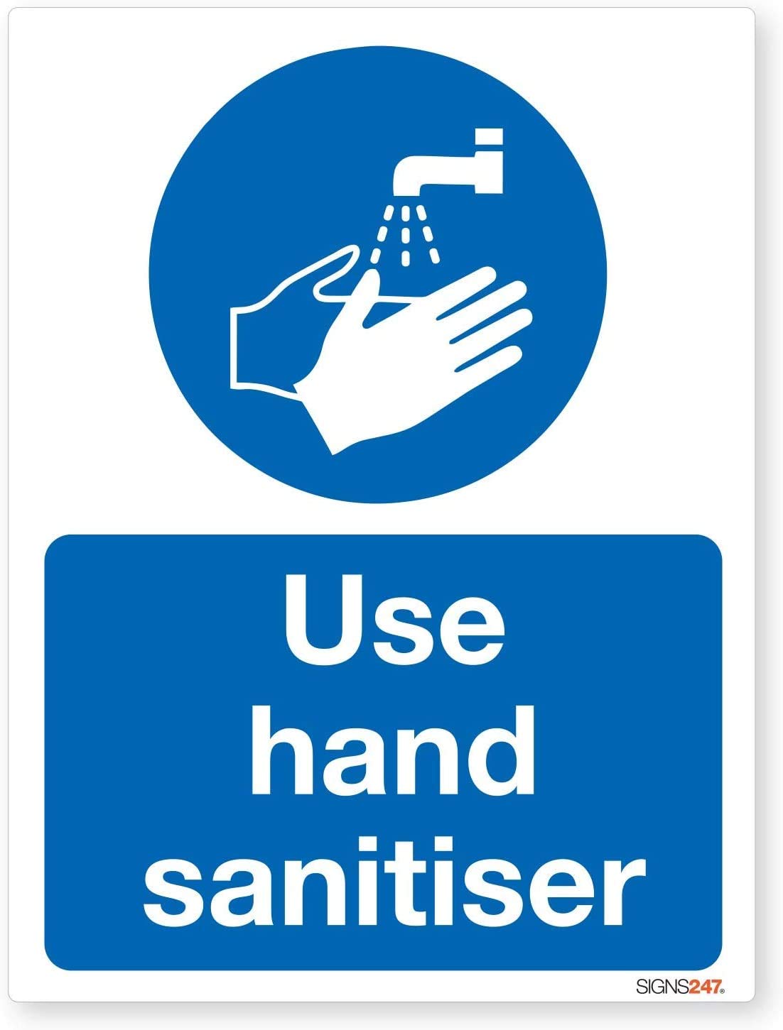 Use Hand Sanitiser Sign - Self adhesive vinyl sticker 150mm x 200mm - Pack of 2