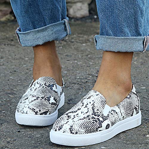 4 Tsmile+Womens+Snakeskin+Platform+Sneakers