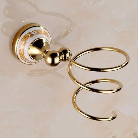 Amazon Co Jp ブロードライヤーホルダー金メッキヘアドライヤーブラケット セラミック金メッキ壁掛けヘアドライヤーラック バスルームアクセサリー 理髪店 ホテル シャワールームなどに適しています ホーム キッチン