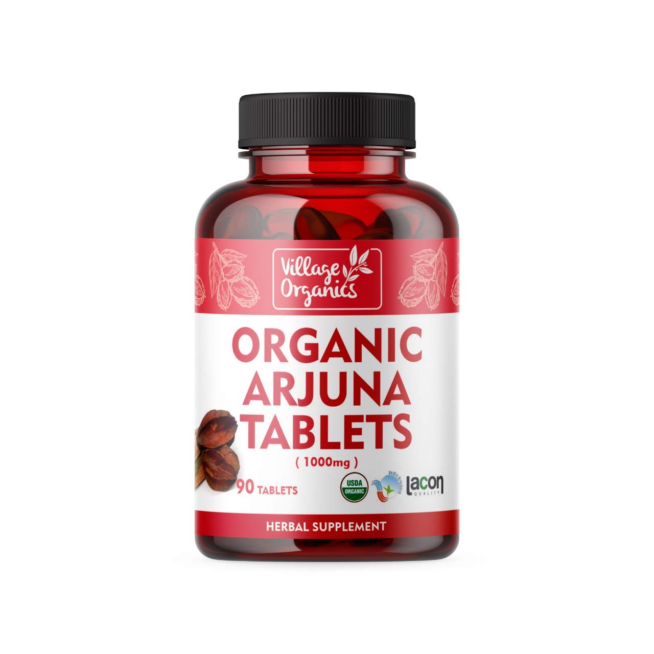 Village Organics Arjuna USDA Organic Tablets 1000mg 90 Tablets per Bottle/Enhances Wellness and Hear
