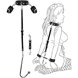 Anal Hook BDSM Sex Bondage Restraint Kit with Adjustable Handcuffs & Collar, Quality Leather Restraint Bondage Set with Anal 