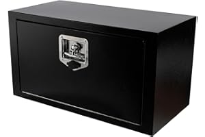 confote Black Steel Underbody Truck Tool Box with T-Handle Lock,Heavy Duty Truck Tool Box Truck Storage Organizer Tool Box Chest For Storage Smooth Surface,Waterproof-24"x 12"x 14" inch