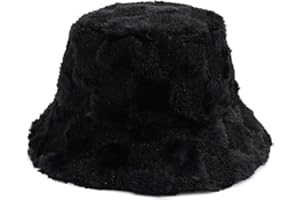 WETMT Fuzzy Bucket Hat for Women Furry Fur Bucket Hat Winter Warm Plush Fisherman Fluffy Sherpa Bucket Hat