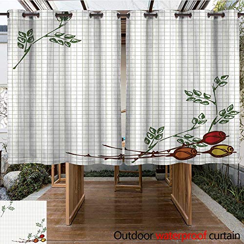 RenteriaDecor Outdoor Curtain for Patio Floral Greeting Card Square Checkered Template with Colorful Hand Drawn Roses and Leaves Vector Design Series of Cards B W63 x L72