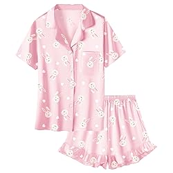 Umeyda Girls Satin Silky Collar V Neck Ruffle Short