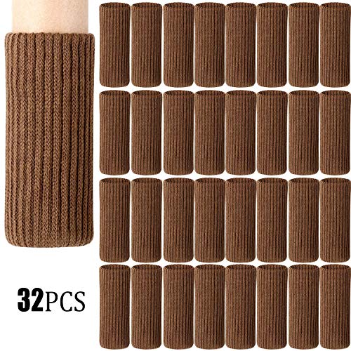 desk chair socks 32 Pcs Noise reduction non slip chocolate color furniture legs for File cabinets etc table chair legs cover - Thumbnail 7