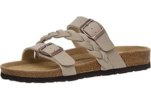 CUSHIONAIRE Women's Lizzy Cork Footbed Sandal - Comfortable, Adjustable Straps, Arch Support, Wide Widths Available, Boho Chic Summer Slides