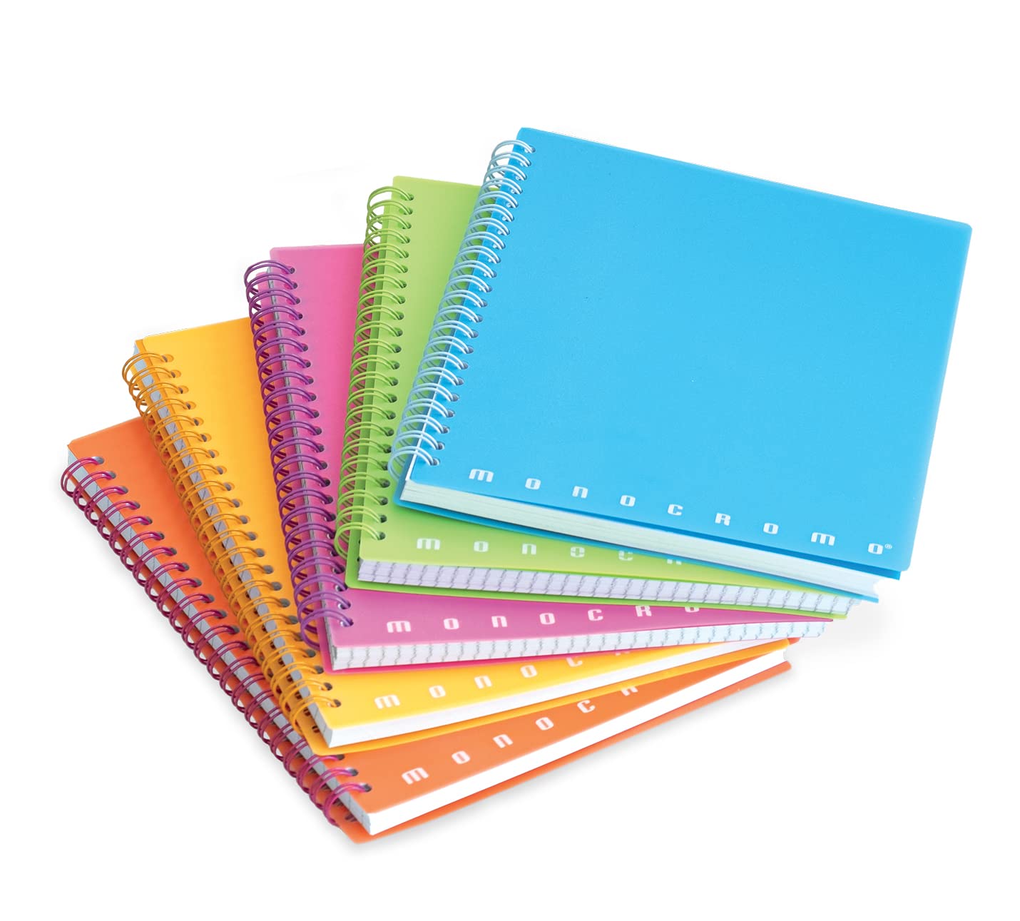 Pigna Pack of 5 Notebooks Skip Monochrome PPL Fluo, Spiral Block, f.to A5, Squares 5mm, 5M