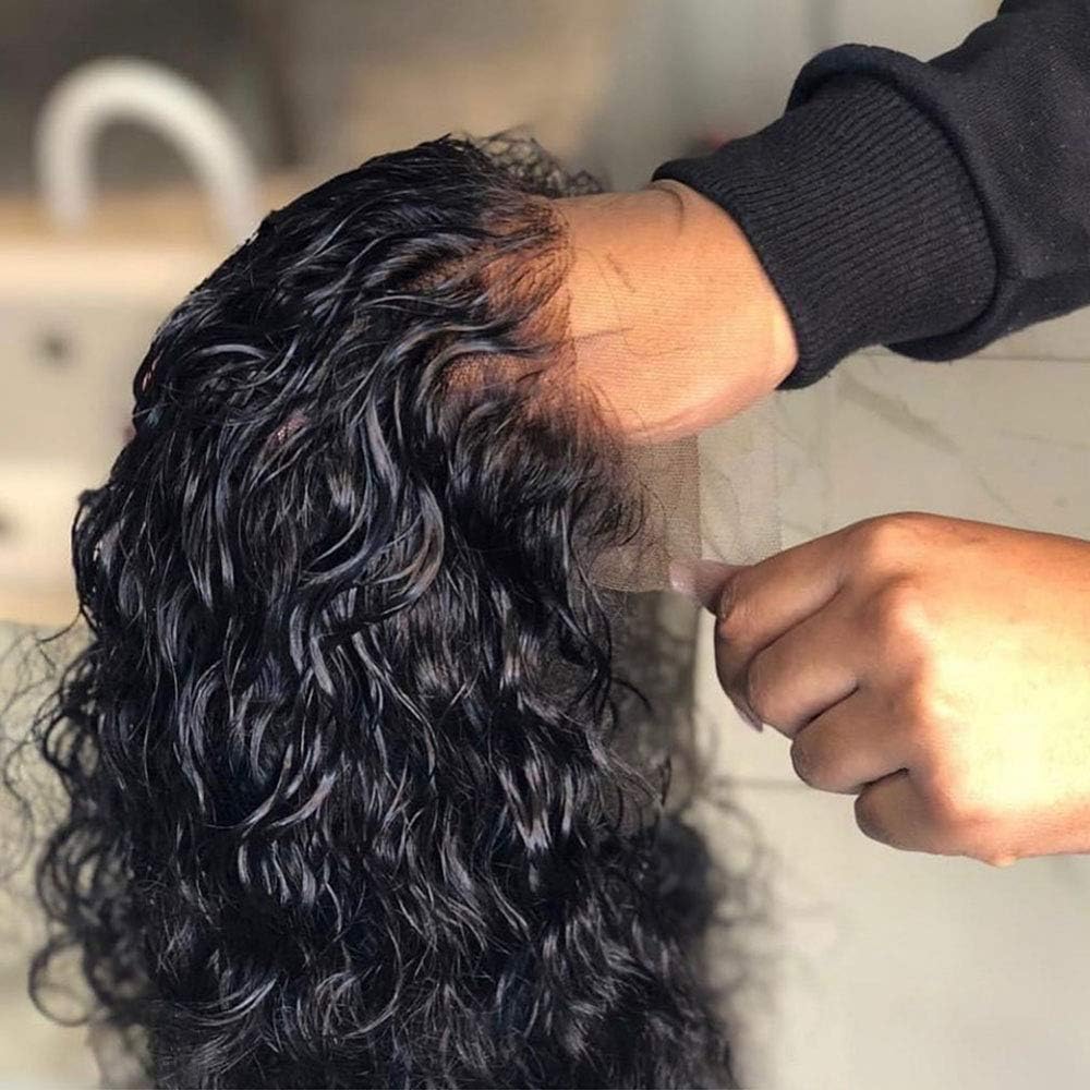 QUINLUX HAIR HD Transparent Lace Front Wigs Human Hair Invisible 13X4 Deep Wave Lace Front wigs Human Hair Pre plucked for Women Glueless Brazilian Curly Human Hair Wig 150% Density 14 Inch