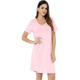 NACHILA Nightgowns for Women-Viscose Made from Bamboo, Soft Sleepshirts Short Sleeve Nightshirts Loose Sleepwear