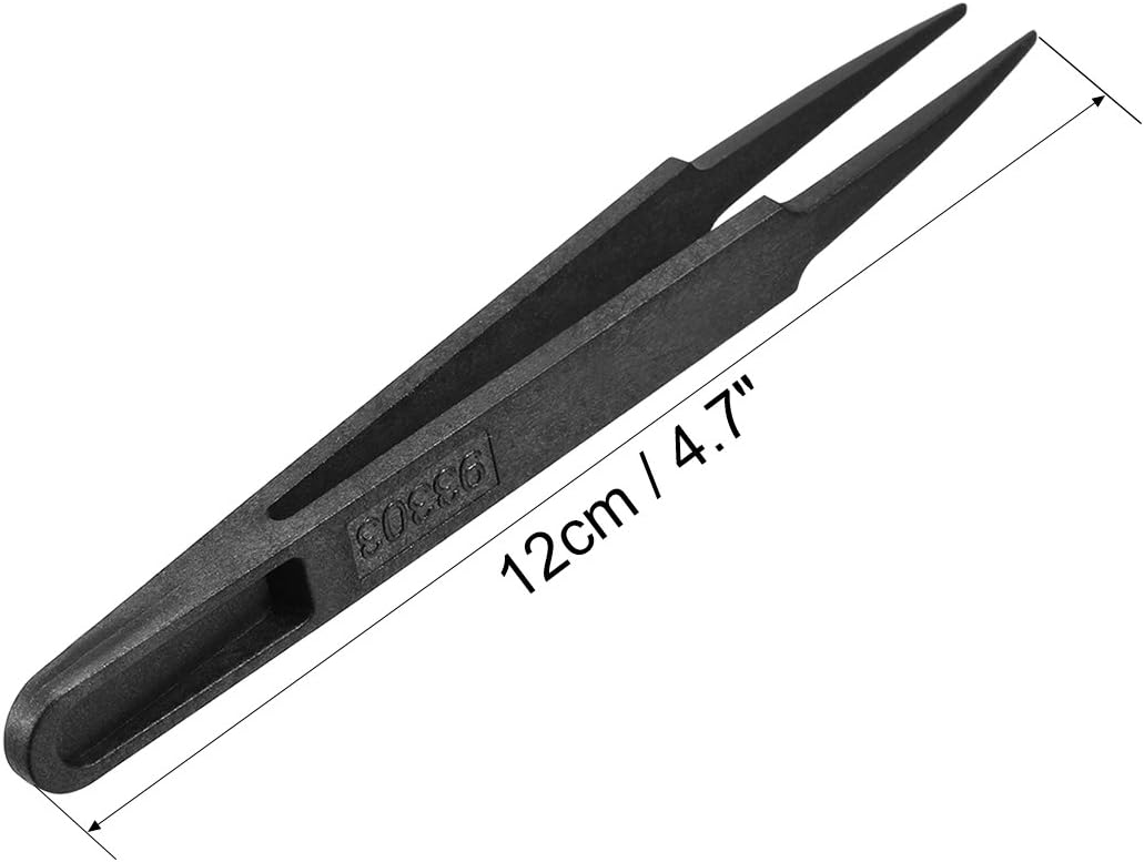 Sourcingmap Plastic Anti-Static Tweezers, Precision Point Tip for Jewelry Craft DIY Beauty Electronics Repair Tool Black 5 Pcs - Image 4