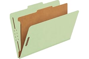Globe-Weis 100-Percent Recycled Classification Folders, 2/5 Cut Tab, 1 Divider, 2-Inch Embedded Fasteners, Legal Size, Light 