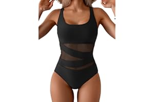 B2prity Women's Mesh One Piece Swimsuit Tummy Control Sexy Bathing Suit Push Up Swim Suit Slimming Swimwear