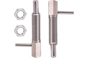 MERCIL 2pcs Retractable Indexing Plunger Pin, M6 Stainless Steel Spring Pin Spring L Handle Loaded Latch Spring Plunger Safety Pin Spring Latch Telescopic Locking Pin Spring Lock with Nut