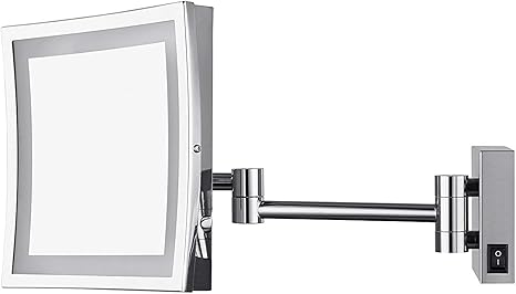 AECHOO - Espejo montado en pared para maquillarse y afeitarse, con luz