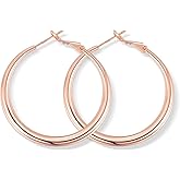 Jewlpire 14K Gold Plated Hoop Earrings with 925 Stering Silver Post, Lightweight Hoop Earrings for Women 30mm/40mm/50mm/60mm