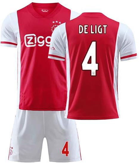 Amazon Co Jp ユニフォーム サッカーユニフォーム 子供 大人用 背番号4 De Ligt 21年ajaxホームサッカージャージ 上下セット Tシャツ半ズボン サッカーウェア レプリカマッチ トレーニングチームスポーツウェア 通気性 ユニセックス 赤白 正月贈り物 上下セット