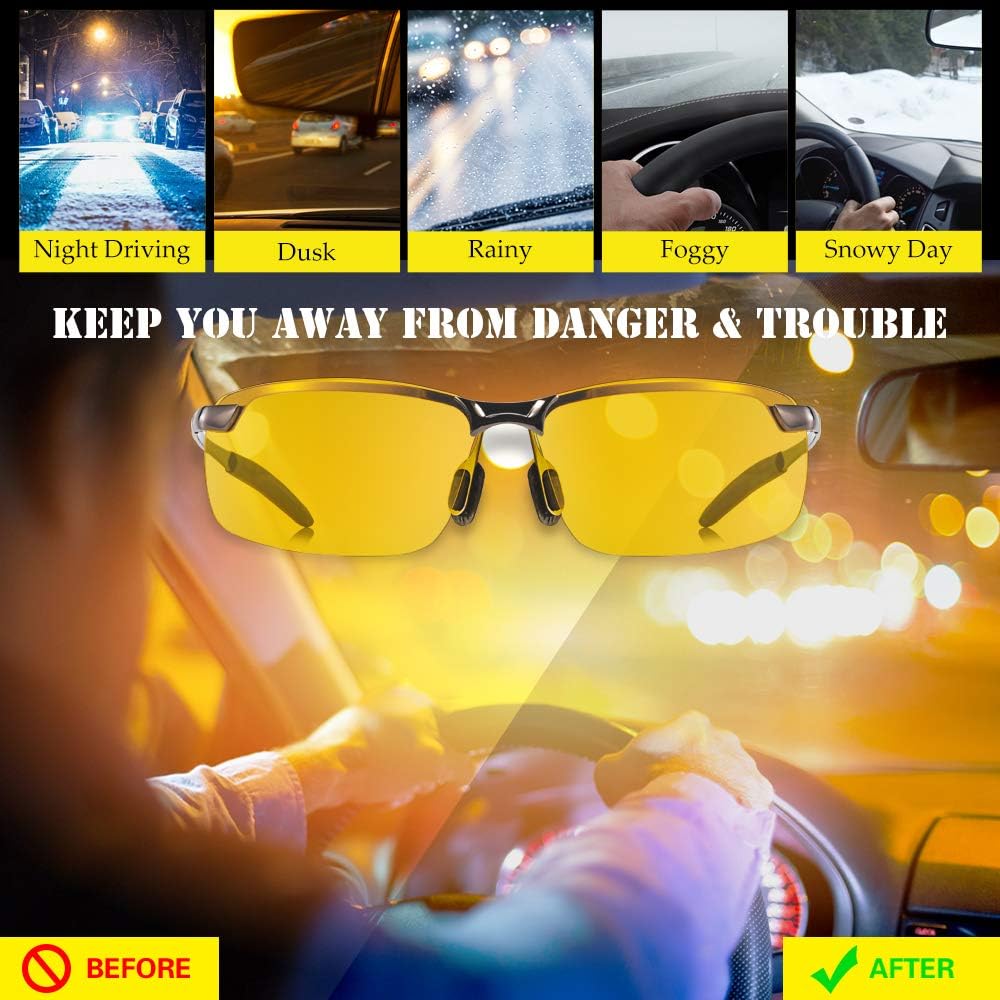 Bloomoak Night Driving Glasses, HD Night Vision Polarized Driving Glasses for Fishing, Yellow Lens - Image 5