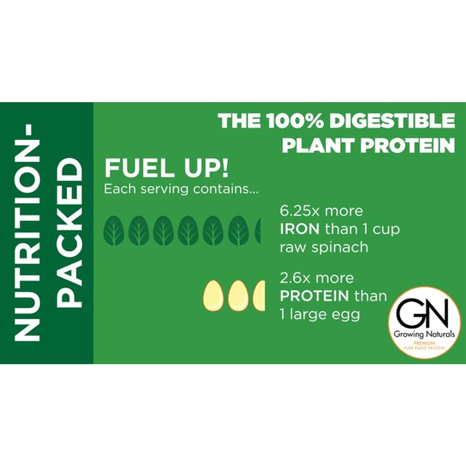 Growing Naturals | Plant Based Protein, Gold Standard Raw Pea Protein Powder | Original | Non-GMO, Vegan, Gluten-Free, Keto Friendly, Shelf-Stable | 1LB: Grocery & Gourmet Food