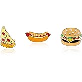 3 Pcs Cartoon Pizza Hamburger Hot Dog Brooch Pins for Girls Boys Fastfood Enamel Brooch Pins Lapel Pins Metal Badge for Backpack Clothes Hat Jacket Decoration Accessories Party Gift