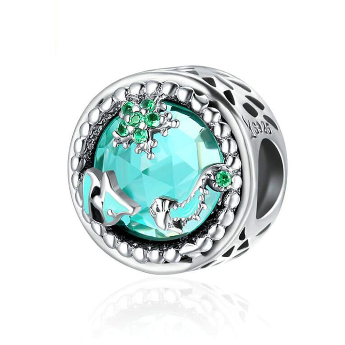 Autumn Rose Pink Radiant Hearts Crystal & Clear CZ Original 925 Sterling Silver Charm Beads Birthstone Rose Gold Charms to fit Pandora Bracelet (Green Birthstone Charms)