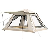Instant Pop Up Camping Tent for 4-6 Person, 2 Mesh Windows & 2 Doors, Easy Set Up with Vestibule & Rainfly