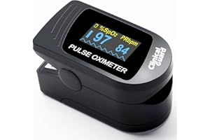 Clinical Guard 500S Pulse Oximeter | Fingertip Blood Oxygen Saturation Monitor with Heart Rate & Accurate SpO2 Reading Meter| Finger Pulse Oximeter with Batteries, OLED Display, Cover & Case | Black
