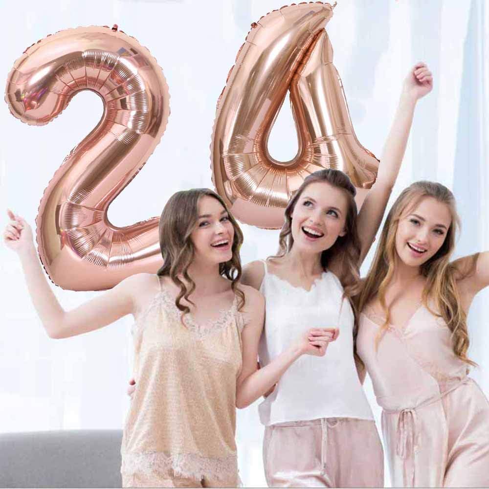 Ceqiny 40 Inch 24th Number Giant Balloon, Rose Gold Digit 24 Mylar Balloon for Birthday Party Wedding, Bridal Shower - Image 5