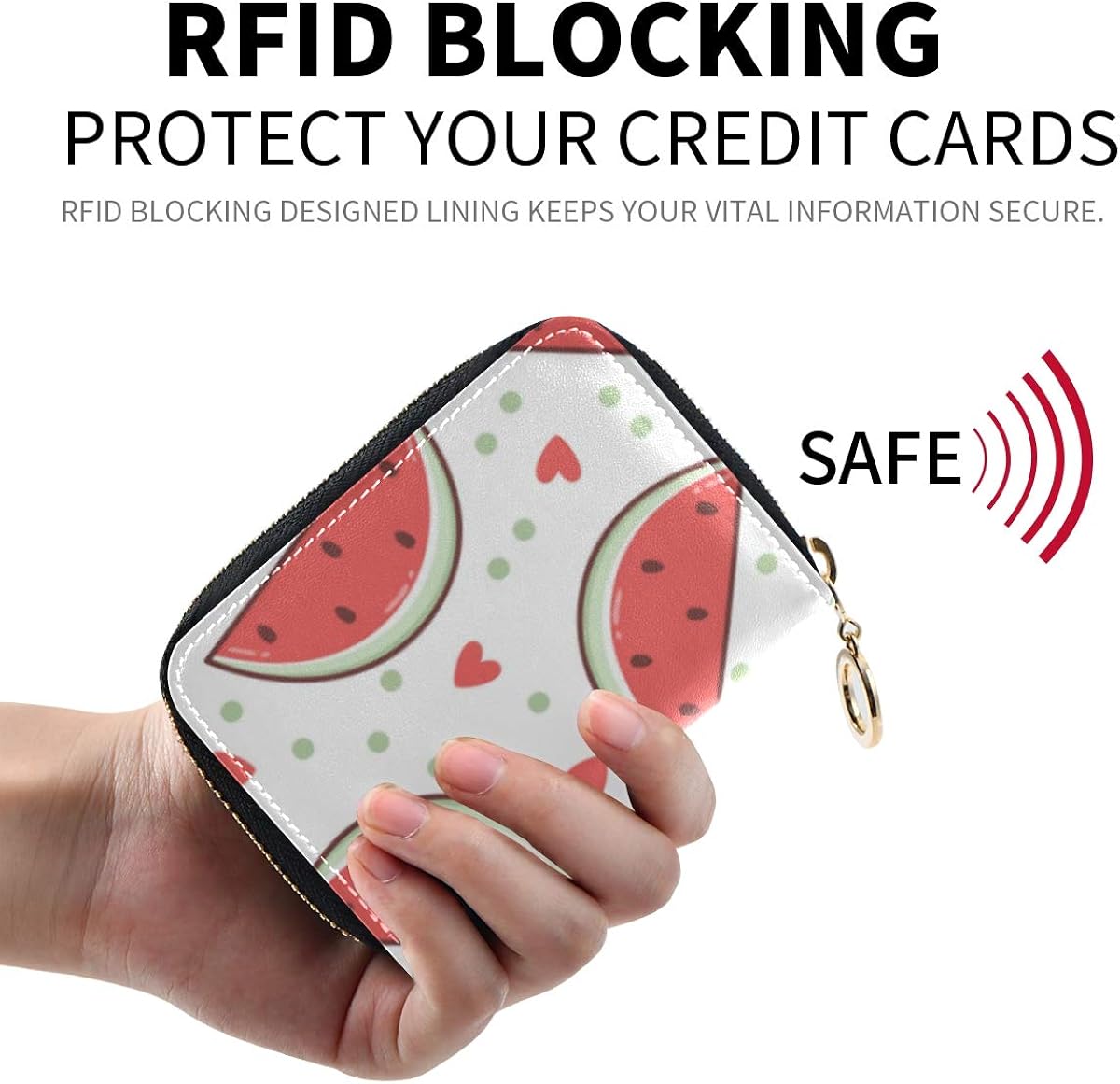 Amazon カードケース 果物 スイカ 柄 フルーツ 食べ物柄 カード入れ お札入れ コインケース 小銭入れ ミニ財布 メンズ レディース レザー カードホルダー ジッパー式 スキミング防止 9枚カード収納 名刺 名札 防磁 ボックス型 プレゼント M型 クレジットカードケース