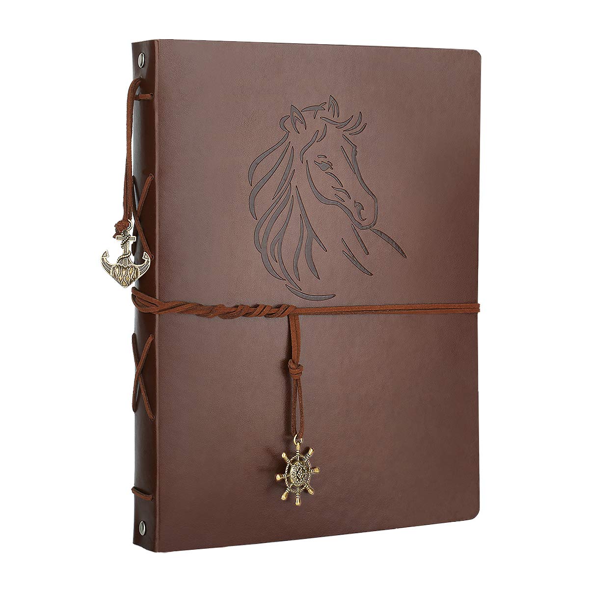 Photo Album Scrapbook, AIOR Refillable Black Pages Scrap Book, Vintage Leather Memory Book DIY Wedding Guest Book, Birthday Christmas Gifts for Boys Girls, Anniversary Presents for Men Women Mum Dad