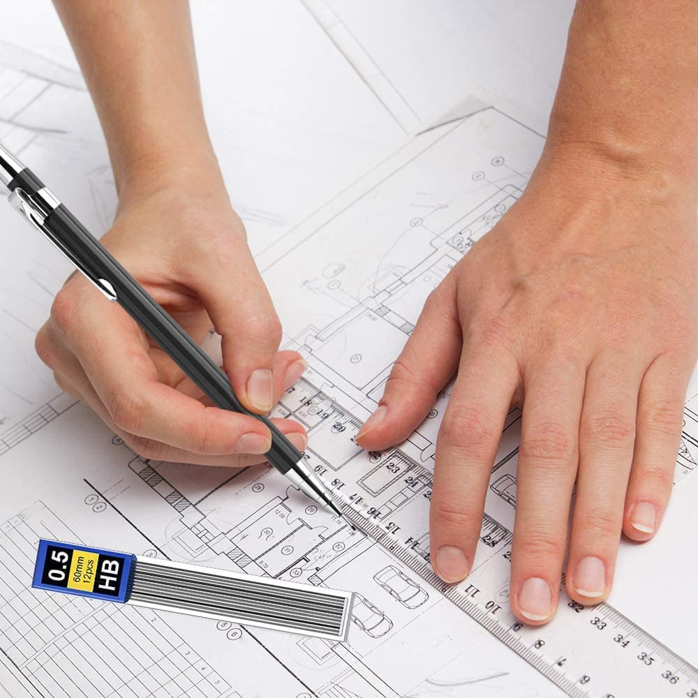 KMEIVOL Bleistiftminen 0,5 mm, 450 Stück 0.5 mm HB bruchfeste Minen für Druckbleistifte and 2 Radierer,Geschmeidig und klar schreiben 9