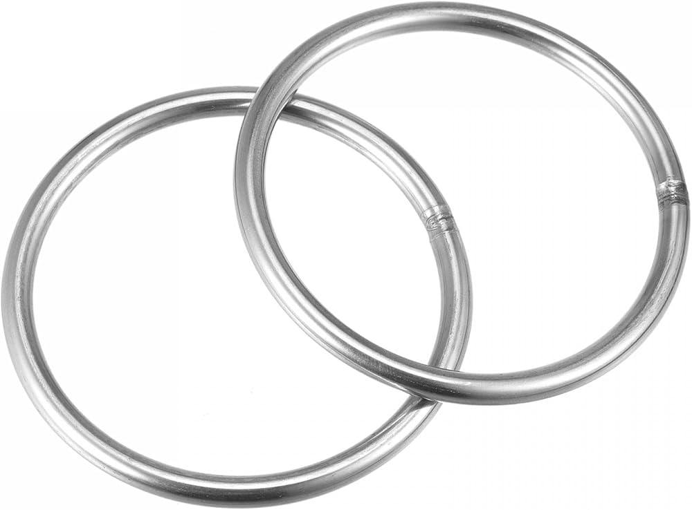 sourcing map 304 Stainless Steel Welded O Ring 70mm Outer Dia 5mm Thick 2pcs