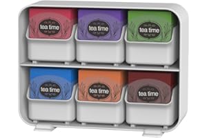 Mind Reader Tea Bag Organizer, Tea Station Organizer, Countertop Storage, Kitchen, Plastic, 10.25"L x 3.25"W x 7.75"H, White