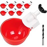 Tibaebe Chicken Waterer Cups, 8 Pack Red Automatics Chicken Waterer, Professional Poultry Cups Suitable for Chicks, Duck, Goose, Turkey and Bunny Various Poultry, Compatible with Various Containers