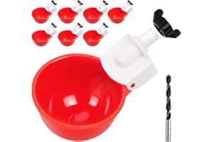 Tibaebe Chicken Waterer Cups, 8 Pack Red Automatics Chicken Waterer, Professional Poultry Cups Suitable for Chicks, Duck, Goose, Turkey and Bunny Various Poultry, Compatible with Various Containers