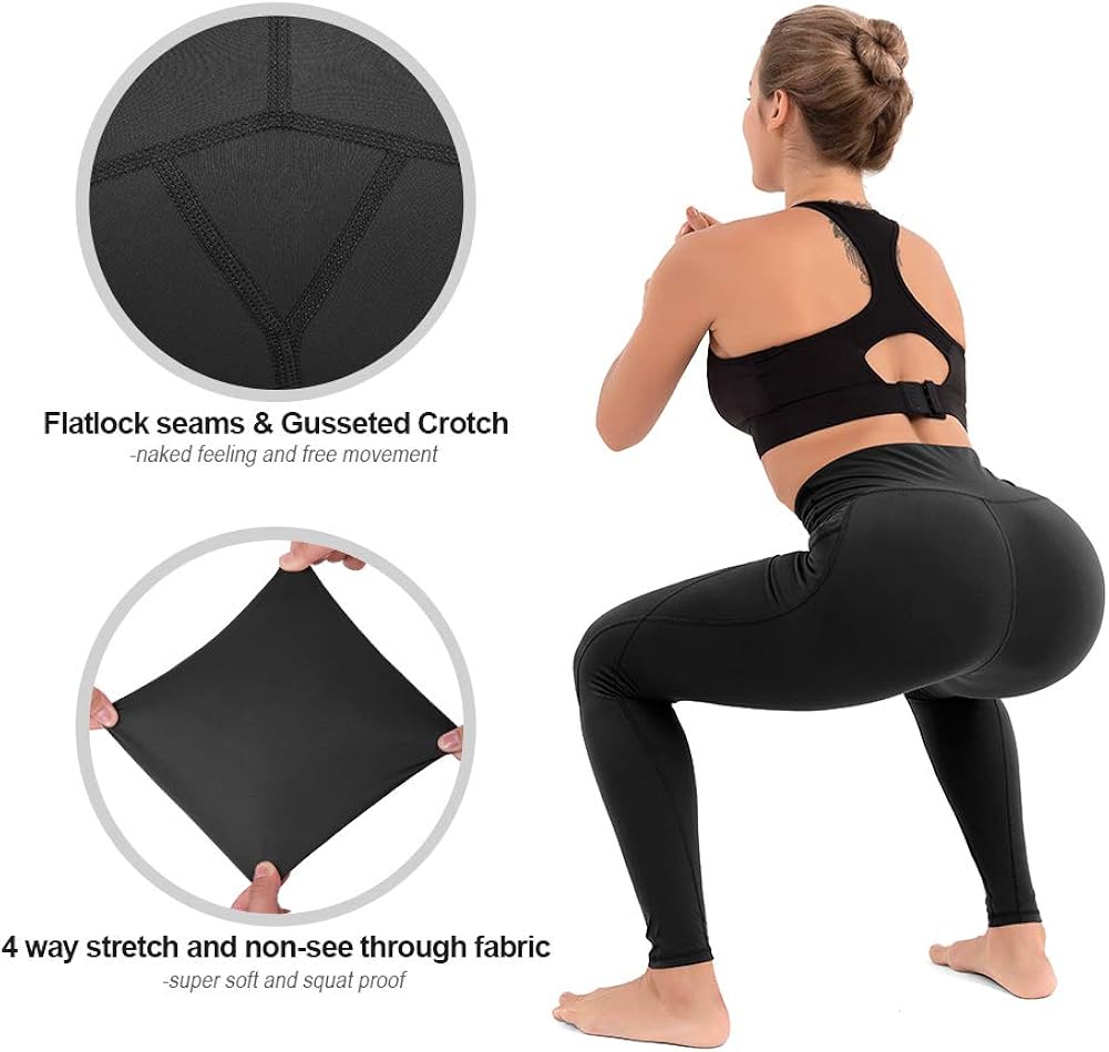 CLUCI High Waist Yoga Leggings Women Workout Pants with Pockets Tummy Control Non-See Through 4 Way Stretch: Clothing